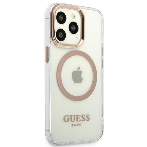 Guess GUHMP13XHTRMD iPhone 13 Pro Max 6,7" złoty|gold hard case Metal Outline Magsafe image 4
