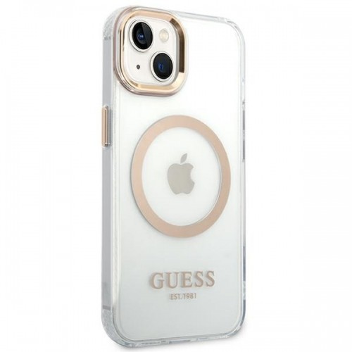 Guess Transparent MagSafe Compatible Case for iPhone 14 Gold image 4