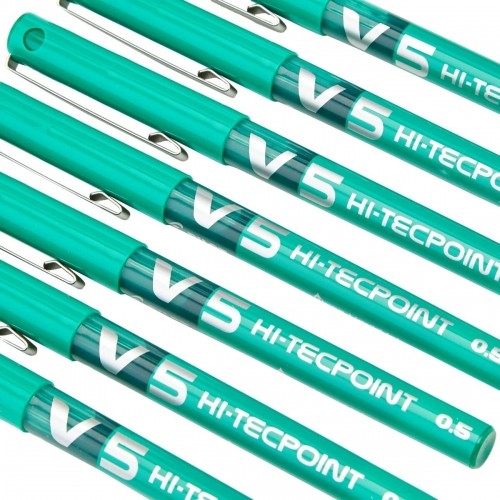 Liquid ink pen Pilot V-5 Hi-Tecpoint Green 0,3 mm (12 Units) image 4