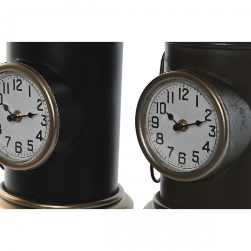 Table clock Home ESPRIT Black Golden Metal polypropylene Vintage 17 x 18 x 34,5 cm (2 Units) image 4
