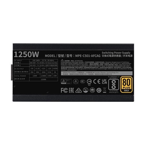 Power Supply|COOLER MASTER|1250 Watts|Efficiency 80 PLUS GOLD|PFC Active|MTBF 100000 hours|MPE-C501-AFCAG-3EU image 4