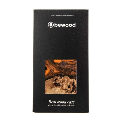 Wood and Resin Case for iPhone 13 Mini MagSafe Bewood Unique Orange - Orange and Black image 4