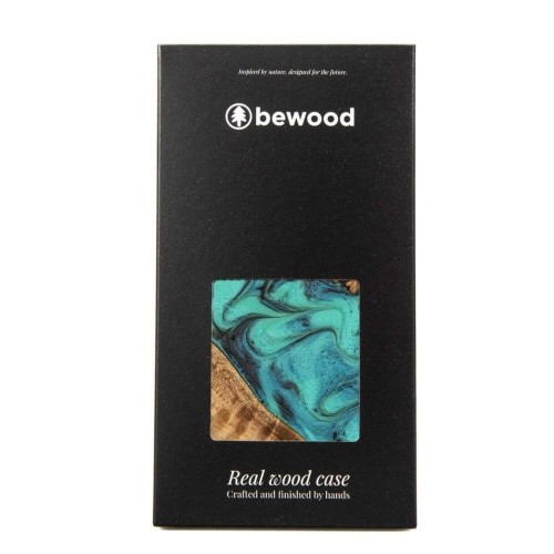 Bewood Unique Turquoise iPhone 13 Wood and Resin Case - Turquoise Black image 4