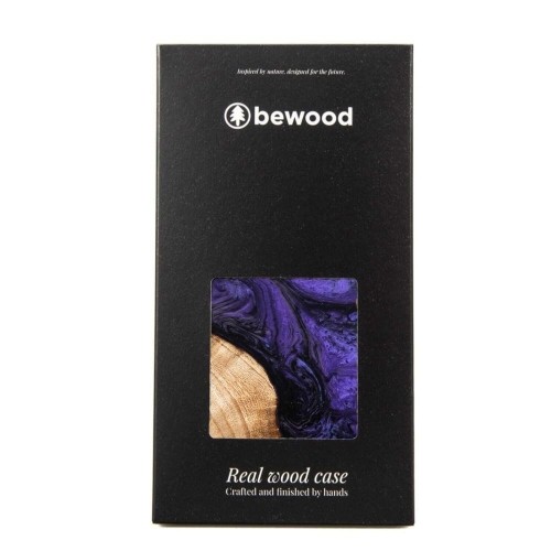 Wood and Resin Case for iPhone 14 Pro MagSafe Bewood Unique Violet - Purple and Black image 4