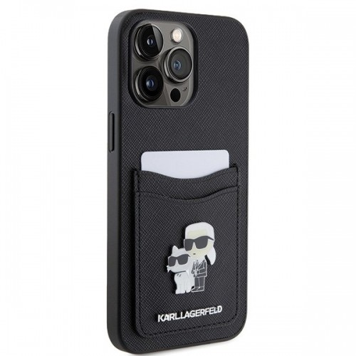 Karl Lagerfeld Saffiano Cardslot KC Metal Pin Back Case Aizsargapvalks Priekš Apple iPhone 15 Pro Max image 4