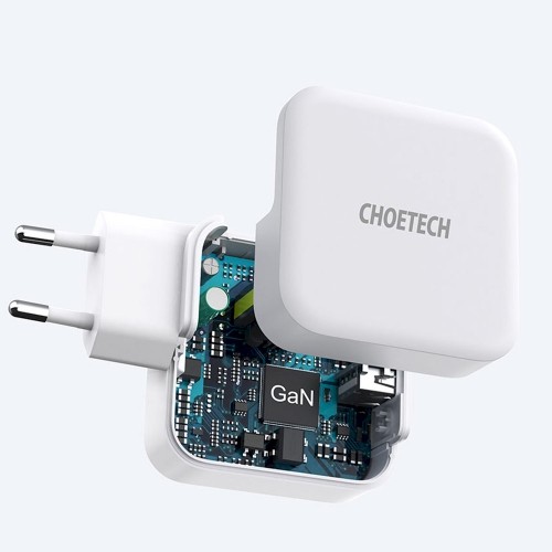 Choetech fast GaN wall charger USB Type C PD USB-A QC3.0 65W 3,25A white (PD8002) image 4