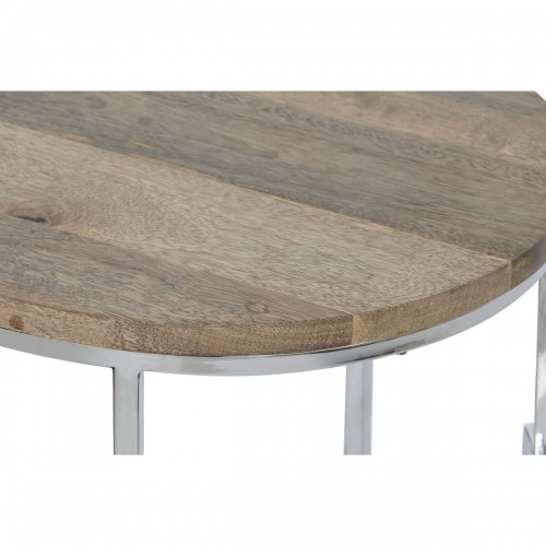 Набор из трех столиков Home ESPRIT Коричневый Серебристый Натуральный Сталь Древесина манго 49,5 x 49,5 x 62 cm image 4