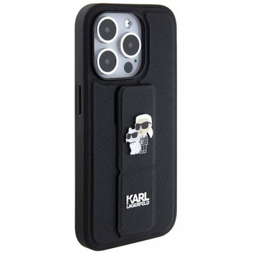 Karl Lagerfeld KLHCP14XGSAKCPK iPhone 14 Pro Max 6.7" czarny|black hardcase Gripstand Saffiano Karl&Choupette Pins image 4