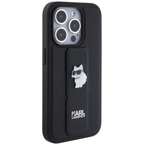 Karl Lagerfeld KLHCP14XGSACHPK iPhone 14 Pro Max 6.7" czarny|black hardcase Gripstand Saffiano Choupette Pins image 4