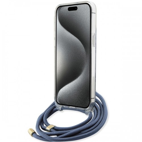 Guess GUHCP15LHC4SEB iPhone 15 Pro 6.1" niebieski|blue hardcase Crossbody Cord 4G Print image 4