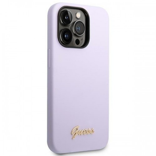 Guess GUHCP14LSLSMU iPhone 14 Pro 6,1" fioletowy|purple hard case Silicone Vintage Gold Logo image 4