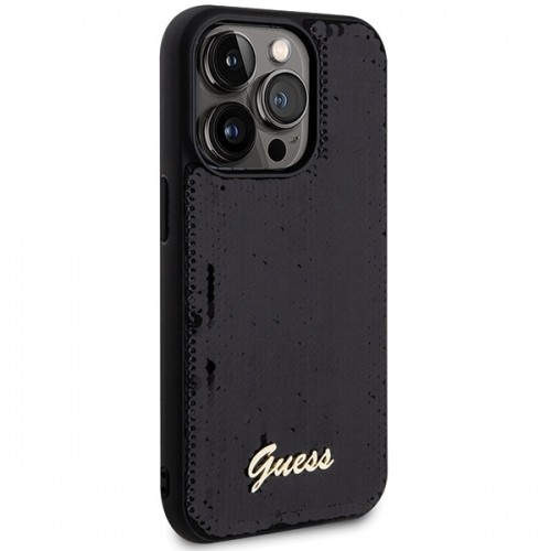 Guess GUHCP13LPSFDGSK iPhone 13 Pro | 13 6.1" czarny|black hardcase Sequin Script Metal image 4