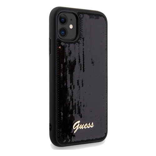 Guess GUHCN61PSFDGSK iPhone 11 | Xr 6.1" czarny|black hardcase Sequin Script Metal image 4