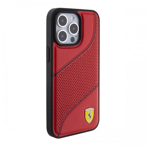 Ferrari FEHCP15LPWAR iPhone 15 Pro 6.1" czerwony|red hardcase Perforated Waves Metal Logo image 4