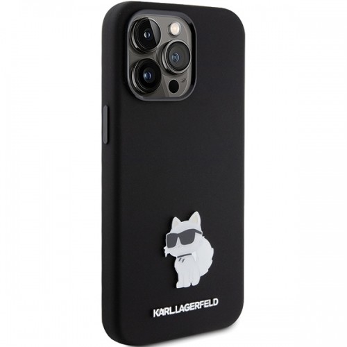 Karl Lagerfeld KLHCP15XSMHCNPK iPhone 15 Pro Max 6.7" czarny|black Silicone Choupette Metal Pin image 4