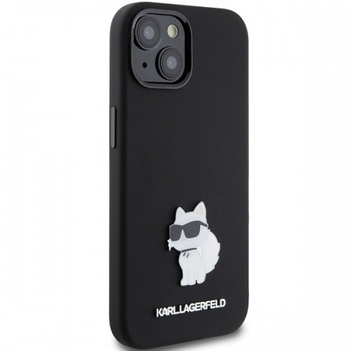 Karl Lagerfeld KLHCP15SSMHCNPK iPhone 15 6.1" czarny|black Silicone Choupette Metal Pin image 4
