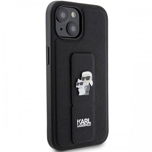 Karl Lagerfeld KLHCP15MGSAKCPK iPhone 15 Plus 6.7" czarny|black hardcase Gripstand Saffiano Karl&Choupette Pins image 4