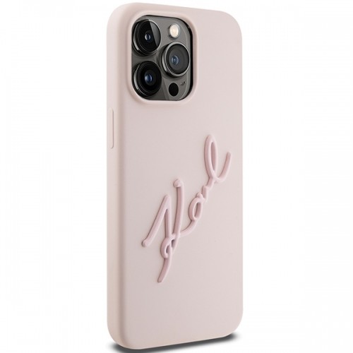 Karl Lagerfeld KLHCP15LSKSBMCP iPhone 15 Pro 6.1" różowy|pink hardcase Silicone Karl Script image 4