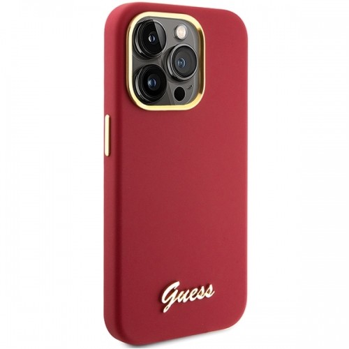 Guess GUHCP15XSMBSLM iPhone 15 Pro Max 6.7" magenta hardcase Silicone Script Metal Logo & Frame image 4