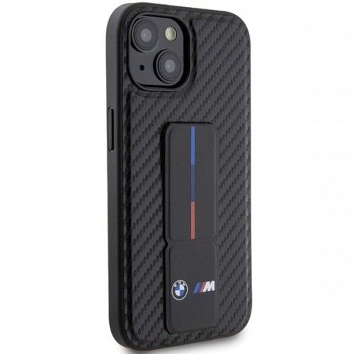 BMW BMHCP15SGSPCCK iPhone 15 6.1" czarny|black hardcase Grip Stand Smooth & Carbon image 4