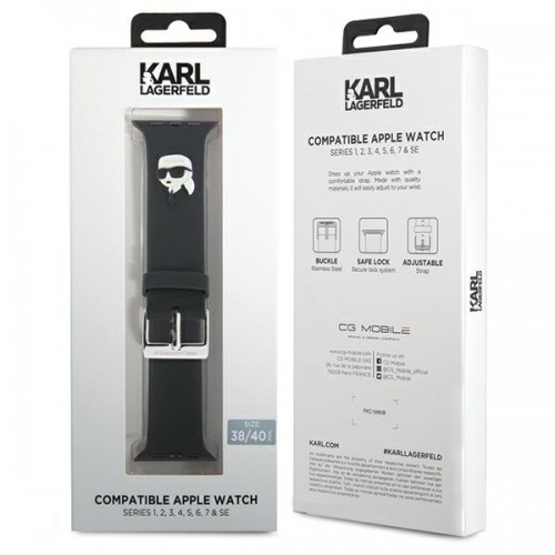 Karl Lagerfeld Pasek KLAWMSLKNK Apple Watch 38|40|41mm czarny|black strap 3D Rubber Karl Head image 4