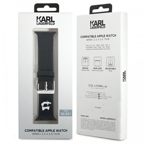 Karl Lagerfeld Pasek KLAWMSLCNK Apple Watch 38|40|41mm czarny|black strap 3D Rubber Choupette Heads image 4