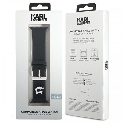 Karl Lagerfeld Pasek KLAWLSLCNK Apple Watch 42|44|45|49mm czarny|black strap 3D Rubber Choupette Head image 4
