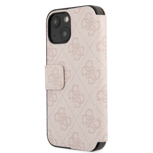 Guess PU Leather 4G Metal Logo Book Case for iPhone 15 Pink image 4
