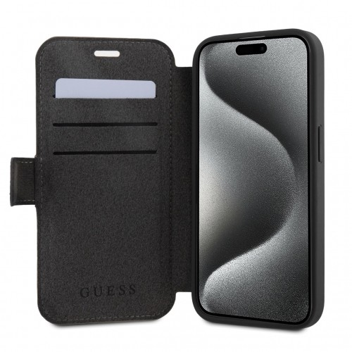Guess PU Leather 4G Metal Logo Book Case for iPhone 15 Pro Grey image 4