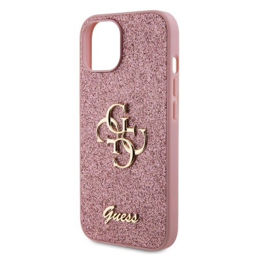 Guess PU Fixed Glitter 4G Metal Logo Case for iPhone 12|12 Pro Pink image 4