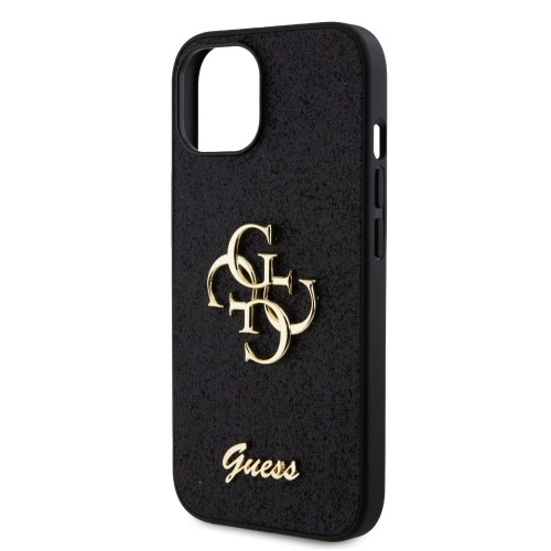 Guess PU Fixed Glitter 4G Metal Logo Case for iPhone 12|12 Pro Black image 4