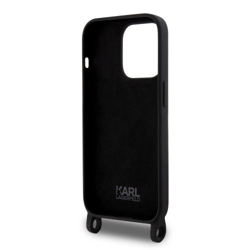 Karl Lagerfeld Liquid Silicone Crossbody Ikonik Case for iPhone 15 Pro Black image 4