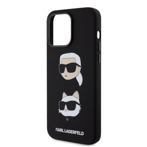 Karl Lagerfeld Liquid Silicone Karl and Choupette Heads Case for iPhone 15 Pro Max Black image 4