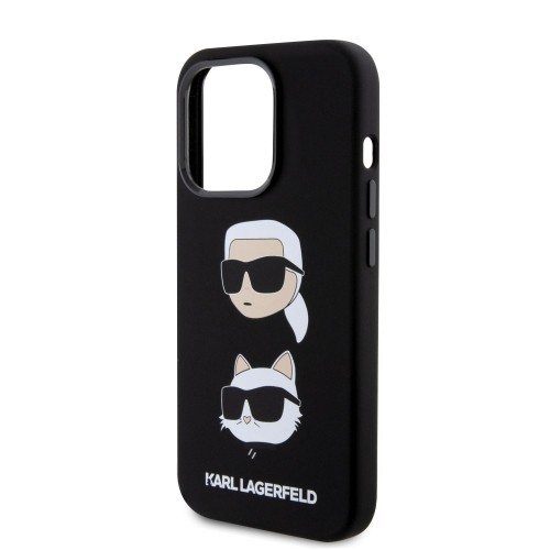 Karl Lagerfeld Liquid Silicone Karl and Choupette Heads Case for iPhone 15 Pro Black image 4