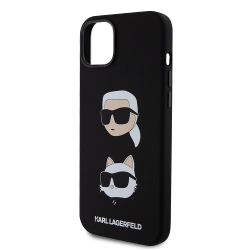 Karl Lagerfeld Liquid Silicone Karl and Choupette Heads Case for iPhone 15 Plus Black image 4