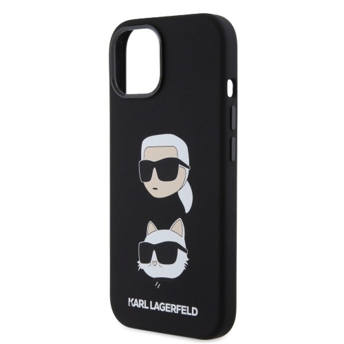 Karl Lagerfeld Liquid Silicone Karl and Choupette Heads Case for iPhone 15 Black image 4