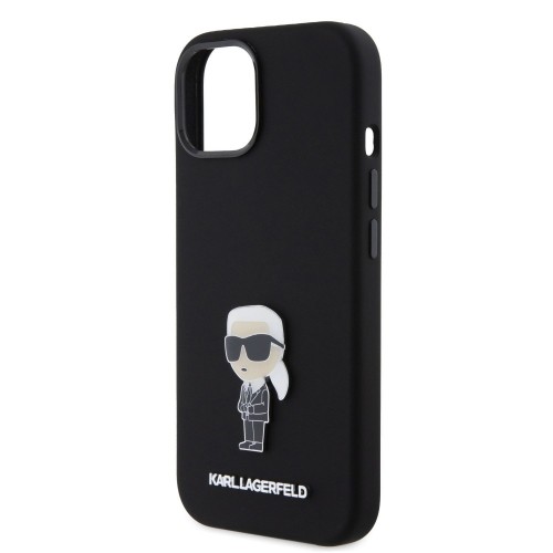 Karl Lagerfeld Liquid Silicone Metal Ikonik Case for iPhone 15 Black image 4