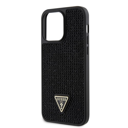 Guess Rhinestones Triangle Metal Logo Case for iPhone 15 Pro Max Black image 4