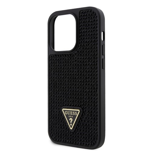 Guess Rhinestones Triangle Metal Logo Case for iPhone 15 Pro Black image 4
