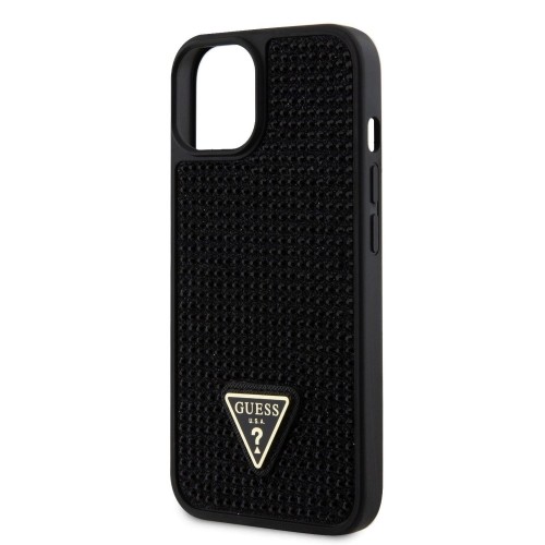 Guess Rhinestones Triangle Metal Logo Case for iPhone 15 Black image 4