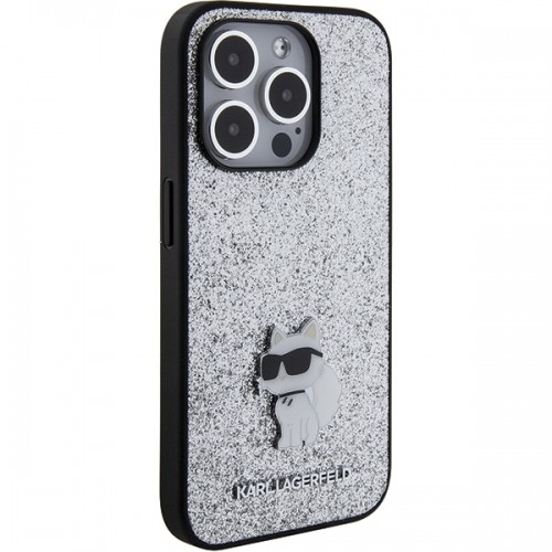 Karl Lagerfeld KLHCP15XGCNPSG iPhone 15 Pro Max 6.7" srebrny|silver hardcase Fixed Glitter Choupette Logo Metal Pin image 4