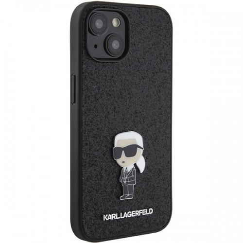 Karl Lagerfeld KLHCP15SGKNPSK iPhone 15 6.1" czarny|black hardcase Fixed Glitter Ikonik Logo Metal Pin image 4