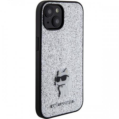 Karl Lagerfeld KLHCP15SGCNPSG iPhone 15 6.1" srebrny|silver hardcase Fixed Glitter Choupette Logo Metal Pin image 4
