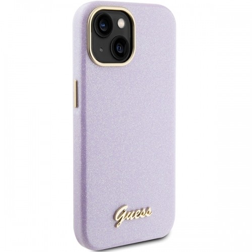 Guess GUHCP15SPGMCSL iPhone 15 6.1" liliowy|lilac hardcase Glitter Glossy Script image 4