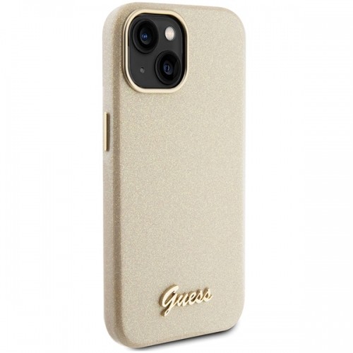 Guess GUHCP15SPGMCSD iPhone 15 6.1" złoty|light gold hardcase Glitter Glossy Script image 4
