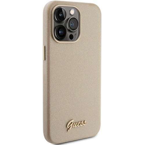 Guess GUHCP15LPGMCSD iPhone 15 Pro 6.1" złoty|light gold hardcase Glitter Glossy Script image 4
