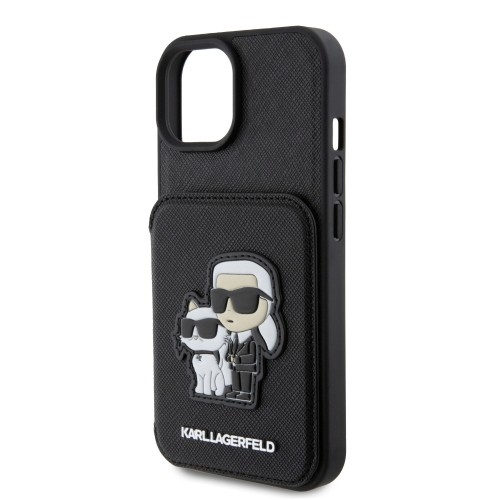 Karl Lagerfeld PU Saffiano Card Slot Stand Karl and Choupette Case for iPhone 15 Black image 4