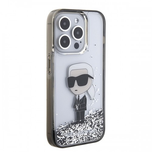 Karl Lagerfeld KLHCP15LLKKNSK iPhone 15 Pro 6.1" transparent hardcase Liquid Glitter Ikonik image 4