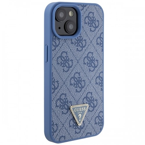 Guess GUHCP15SP4TDPB iPhone 15 6.1" niebieski|blue hardcase Leather 4G Triangle Strass image 4