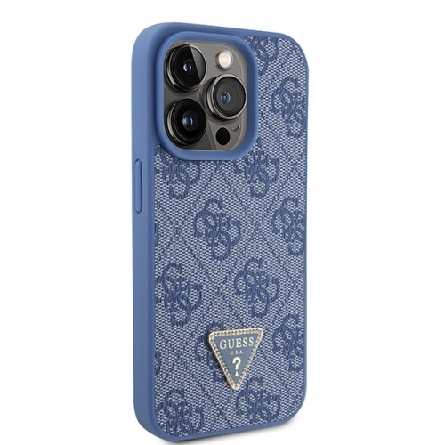 Guess GUHCP15LP4TDPB iPhone 15 Pro 6.1" niebieski|blue hardcase Leather 4G Triangle Strass image 4